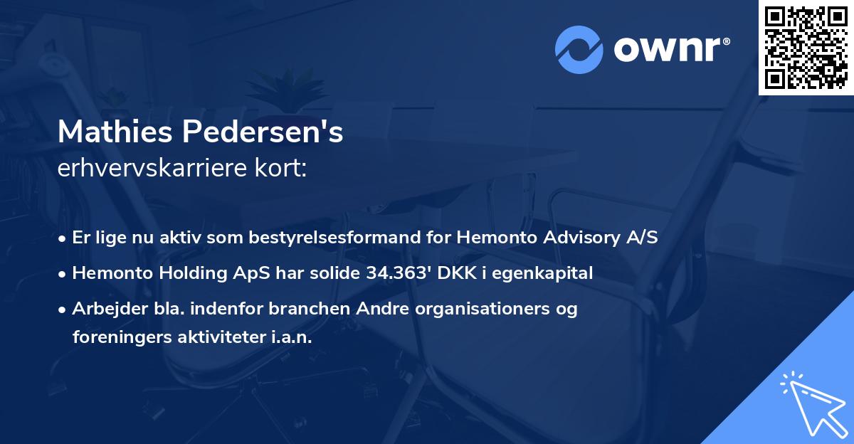 Mathies Pedersen's erhvervskarriere kort