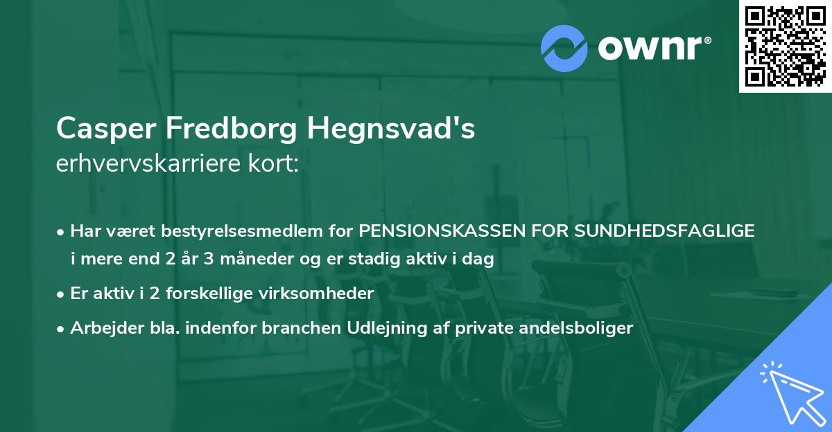 Casper Fredborg Hegnsvad's erhvervskarriere kort