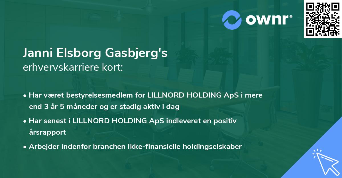 Janni Elsborg Gasbjerg's erhvervskarriere kort