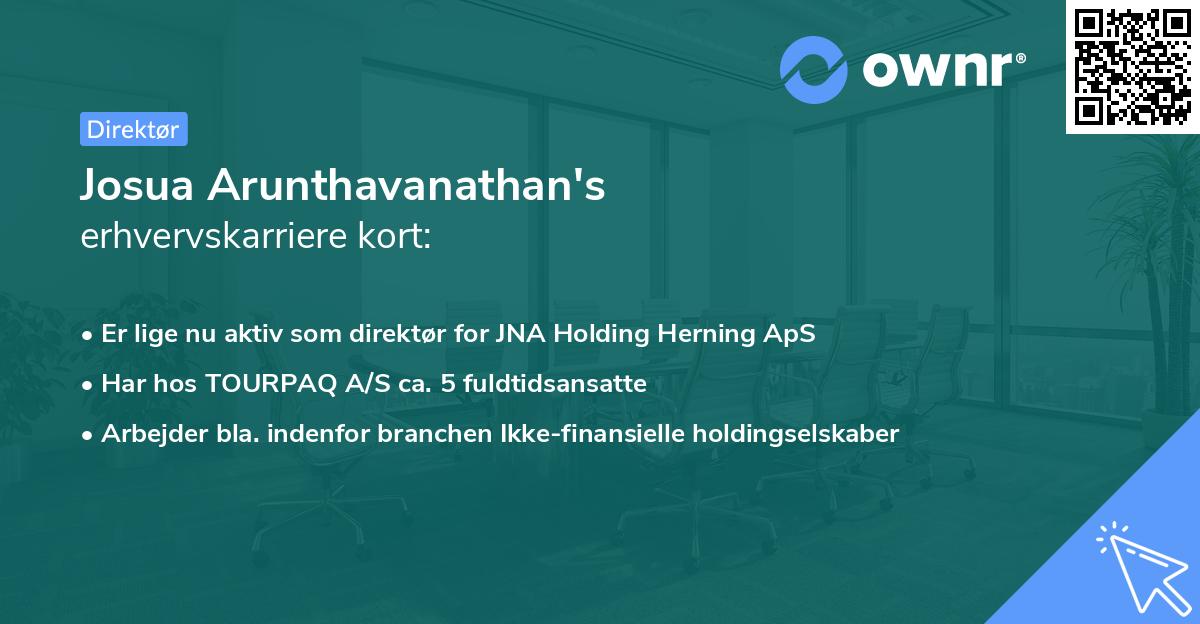 Josua Arunthavanathan's erhvervskarriere kort