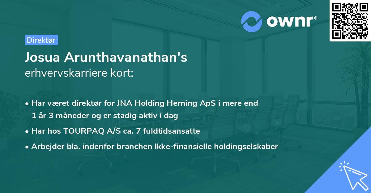 Josua Arunthavanathan's erhvervskarriere kort