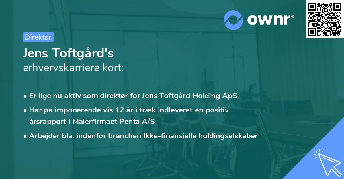 Jens Toftgård's erhvervskarriere kort
