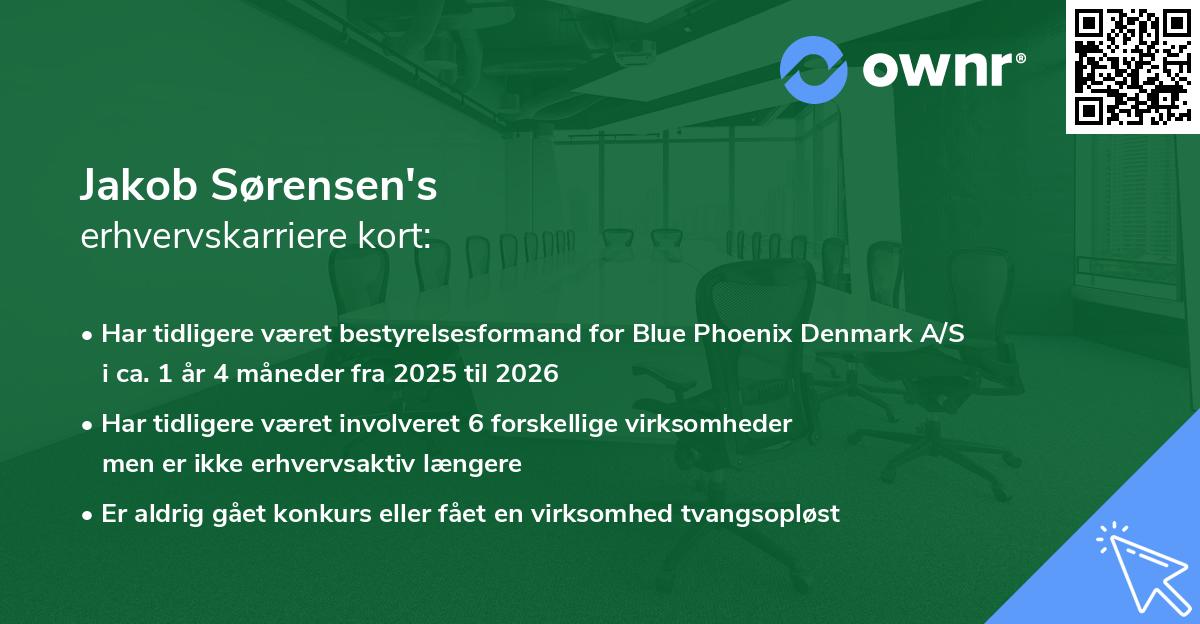 Jakob Sørensen's erhvervskarriere kort