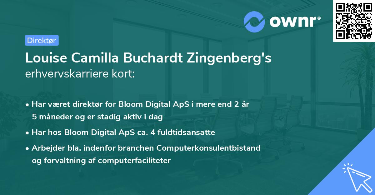 Louise Camilla Buchardt Zingenberg's erhvervskarriere kort