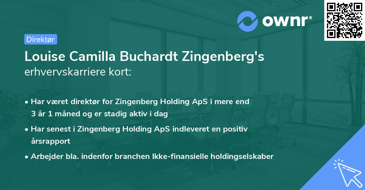 Louise Camilla Buchardt Zingenberg's erhvervskarriere kort