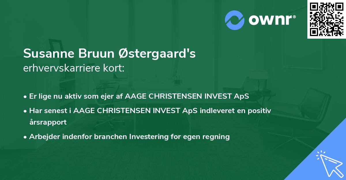 Susanne Bruun Østergaard's erhvervskarriere kort