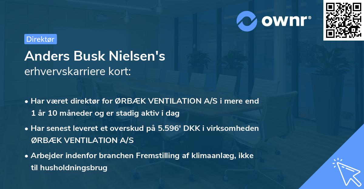 Anders Busk Nielsen's erhvervskarriere kort