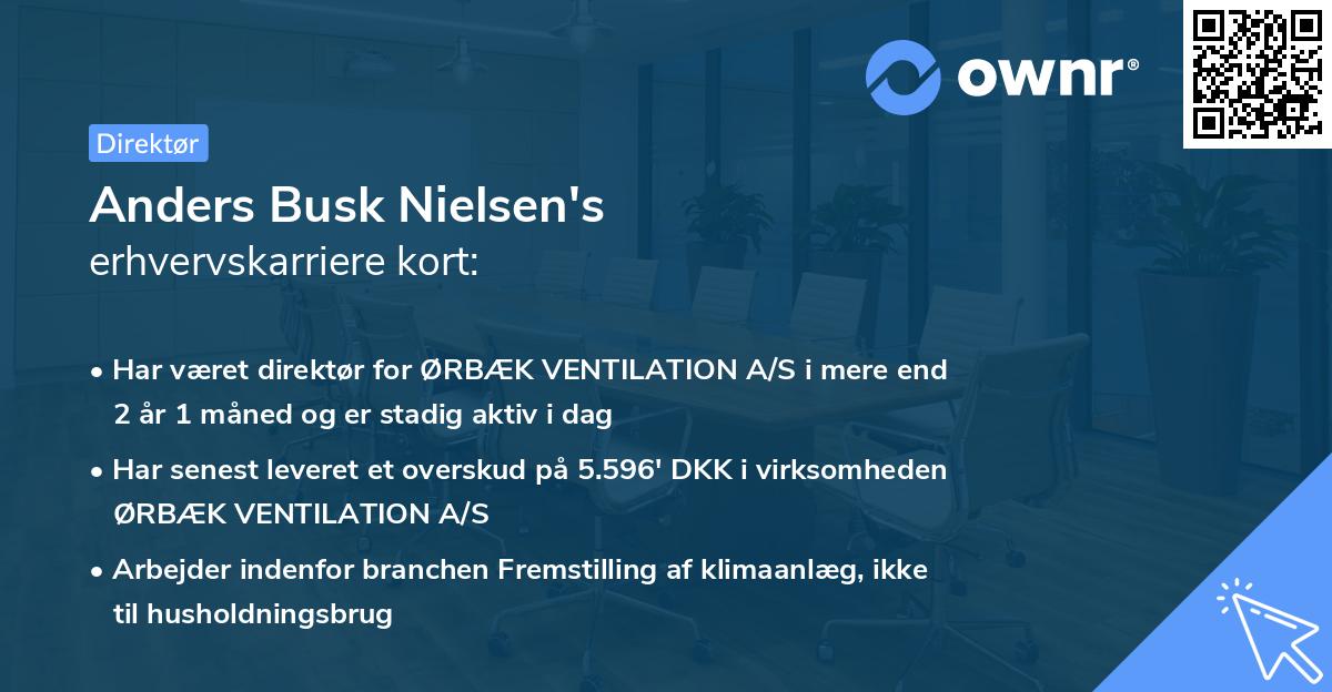 Anders Busk Nielsen's erhvervskarriere kort