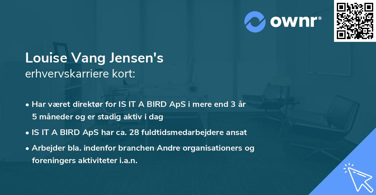 Louise Vang Jensen's erhvervskarriere kort