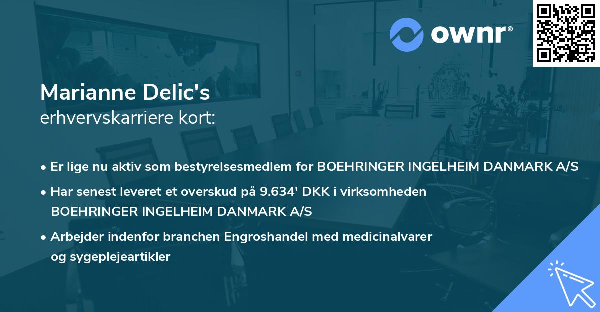 Marianne Delic's erhvervskarriere kort