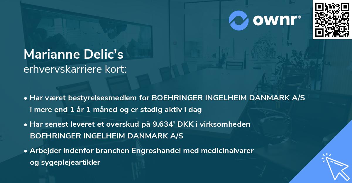 Marianne Delic's erhvervskarriere kort