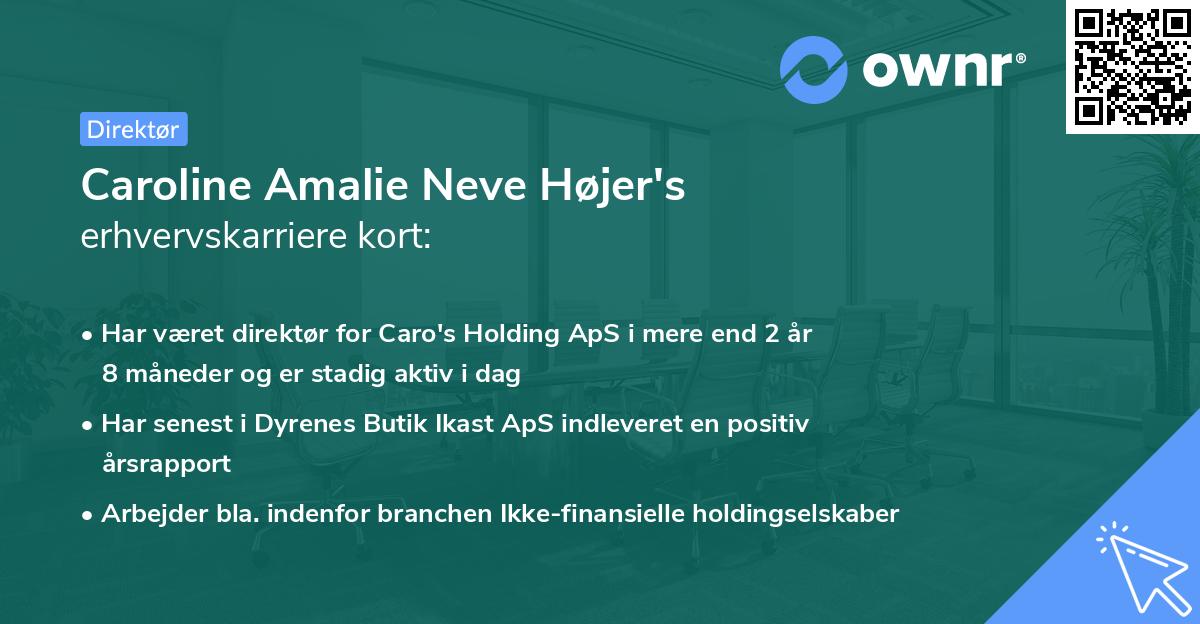 Caroline Amalie Neve Højer's erhvervskarriere kort