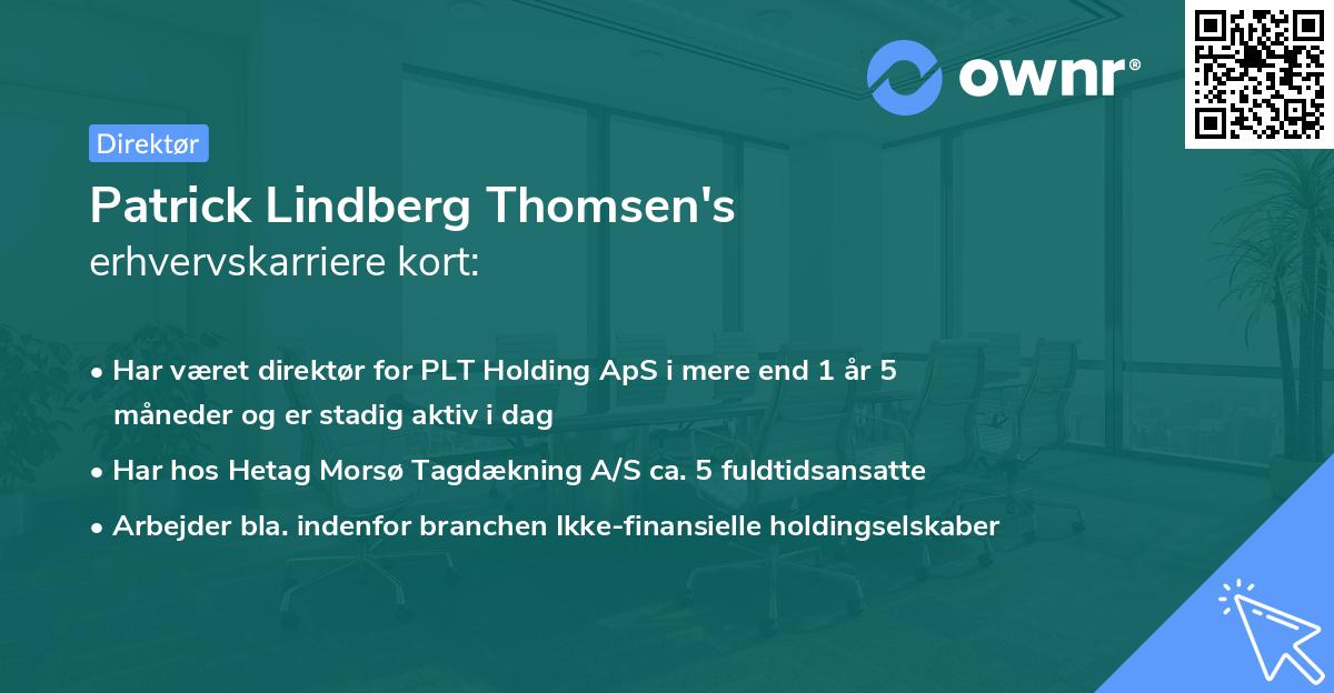 Patrick Lindberg Thomsen's erhvervskarriere kort