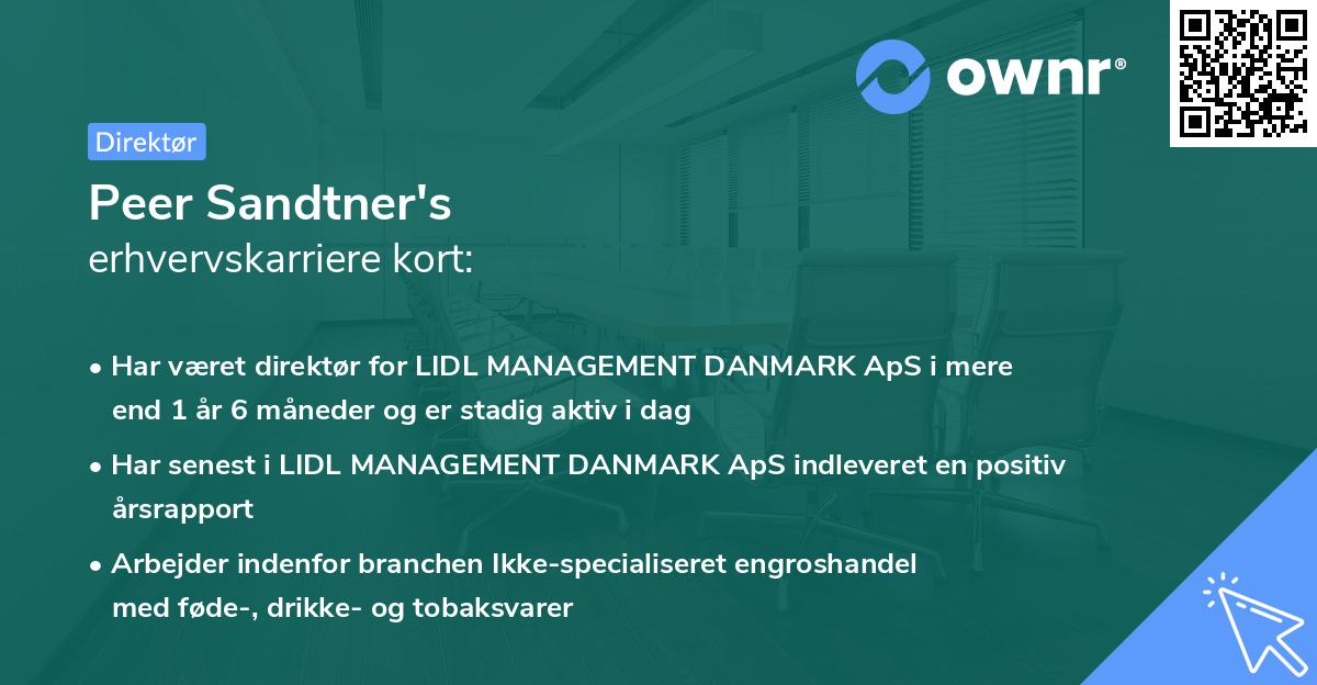 Peer Sandtner's erhvervskarriere kort