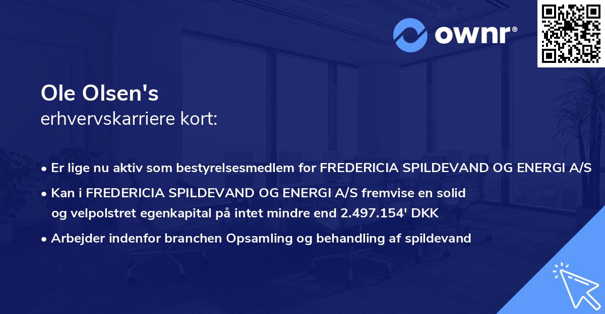 Ole Olsen's erhvervskarriere kort