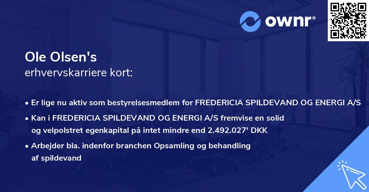 Ole Olsen's erhvervskarriere kort