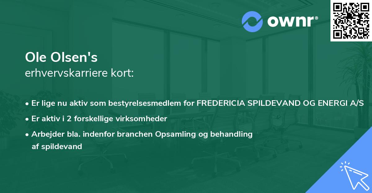 Ole Olsen's erhvervskarriere kort