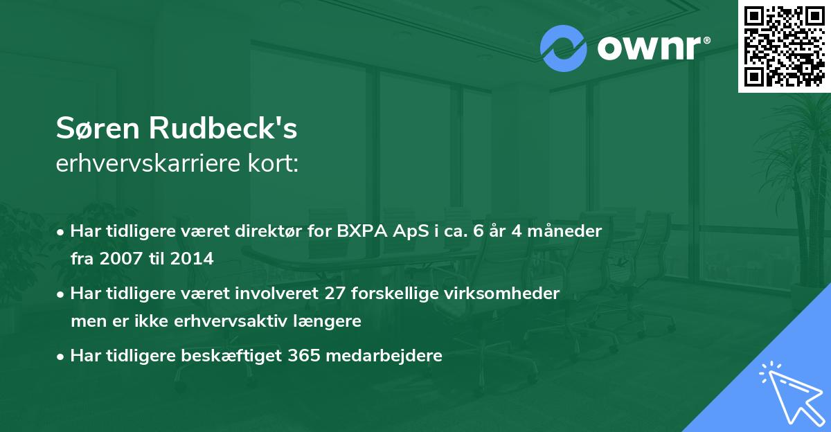 Søren Rudbeck's erhvervskarriere kort