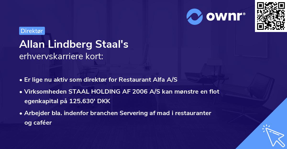 Allan Lindberg Staal's erhvervskarriere kort