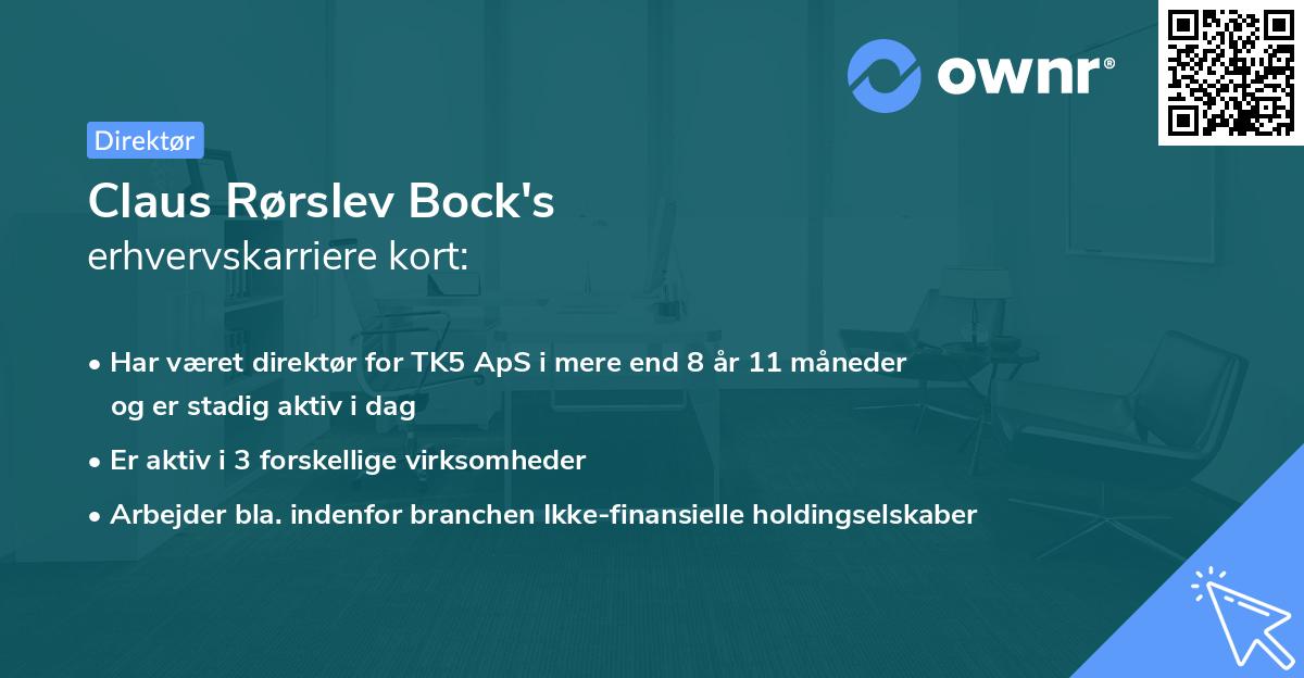 Claus Rørslev Bock's erhvervskarriere kort