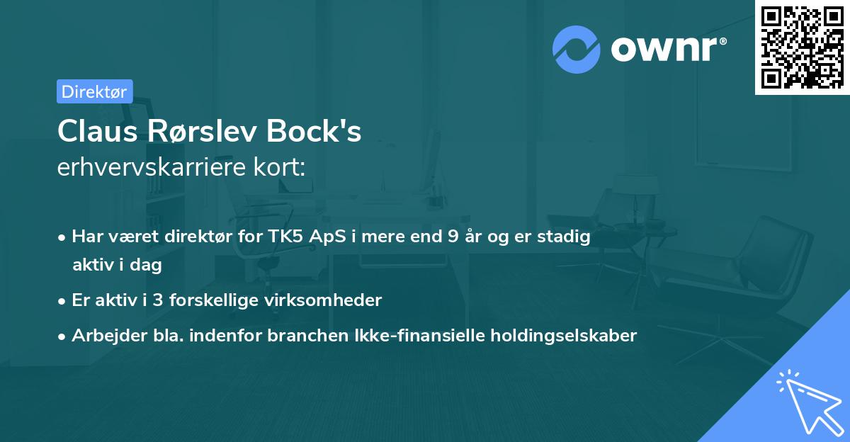 Claus Rørslev Bock's erhvervskarriere kort