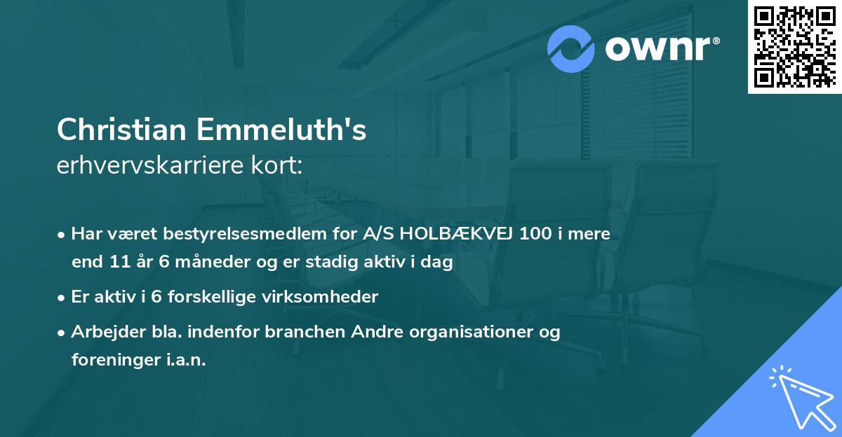 Christian Emmeluth's erhvervskarriere kort