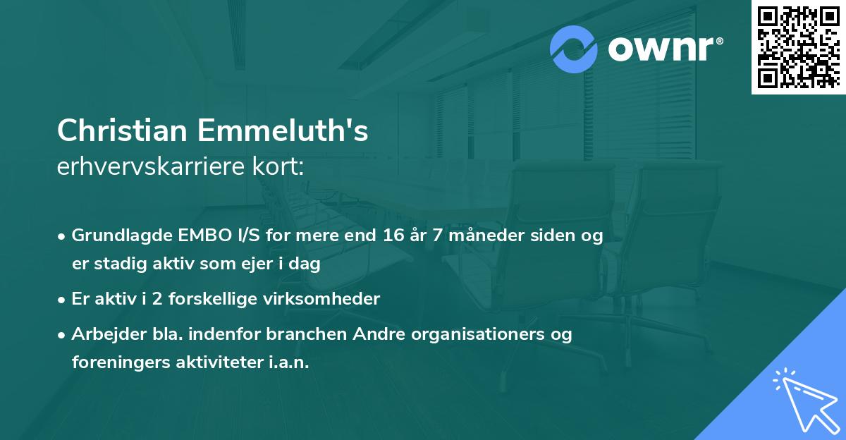 Christian Emmeluth's erhvervskarriere kort