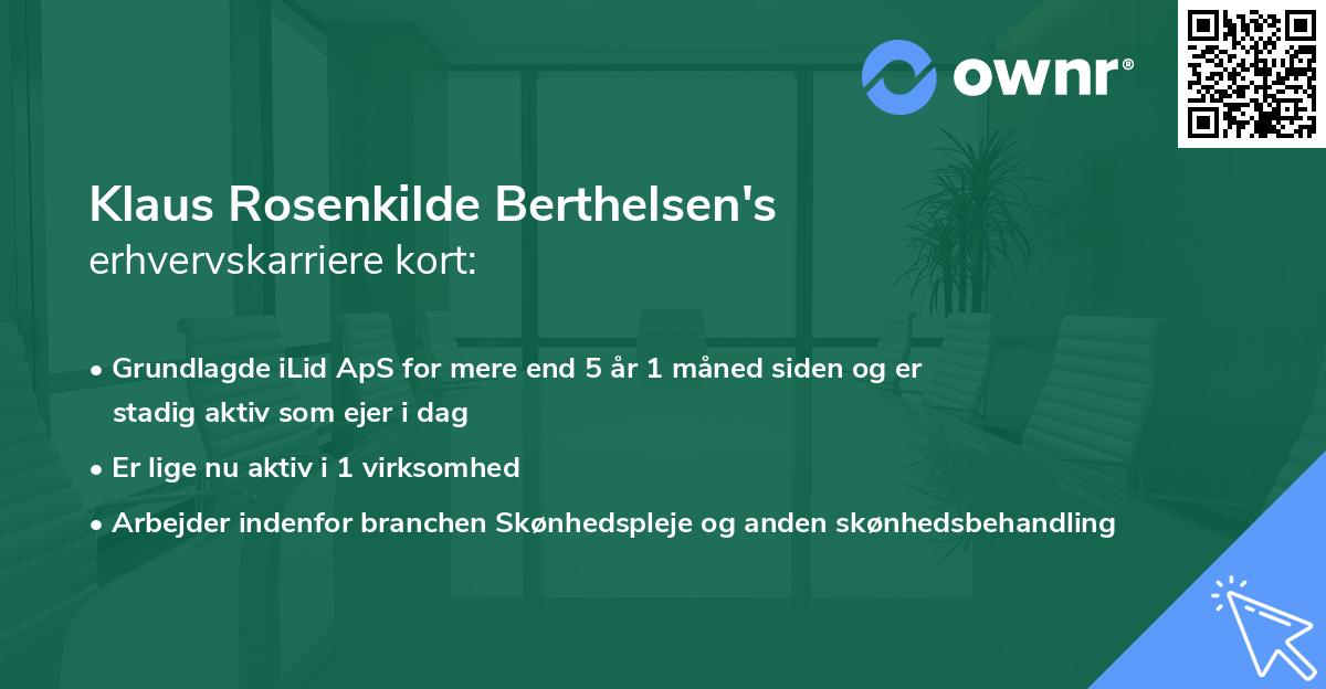 Klaus Rosenkilde Berthelsen's erhvervskarriere kort