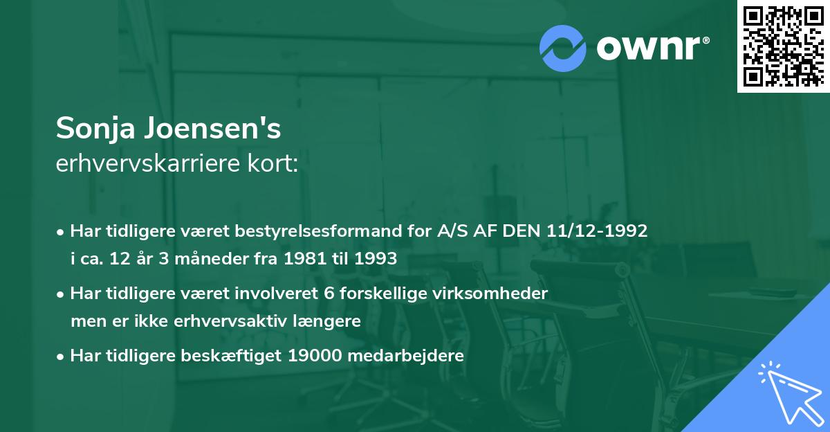 Sonja Joensen's erhvervskarriere kort
