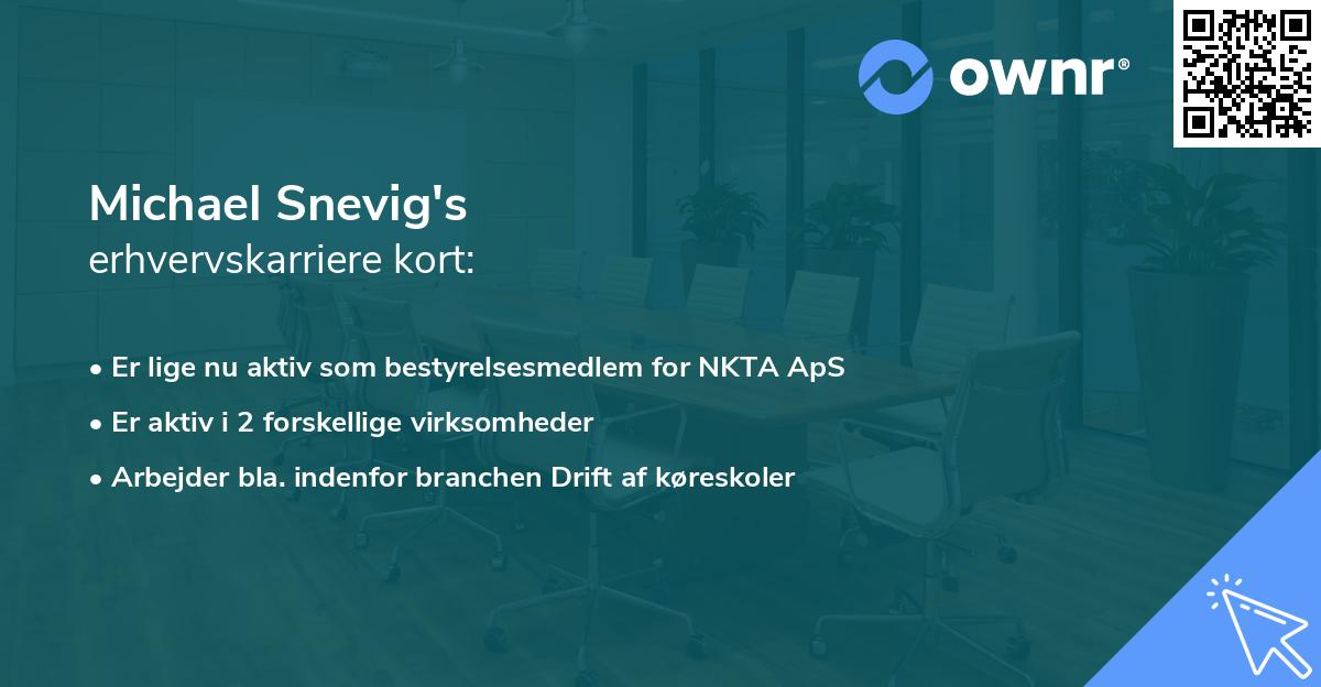 Michael Snevig's erhvervskarriere kort