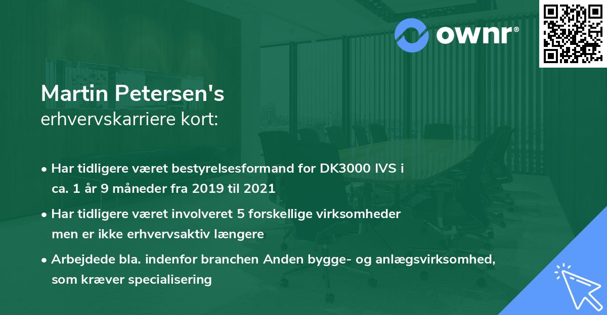 Martin Petersen's erhvervskarriere kort
