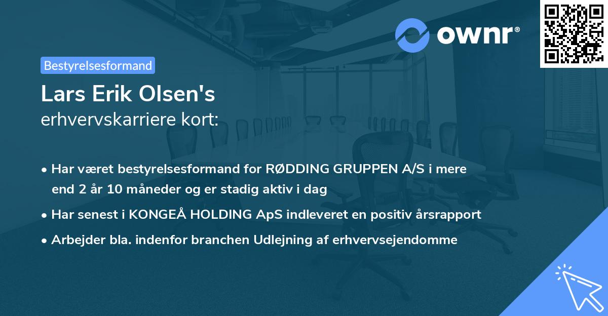 Lars Erik Olsen's erhvervskarriere kort
