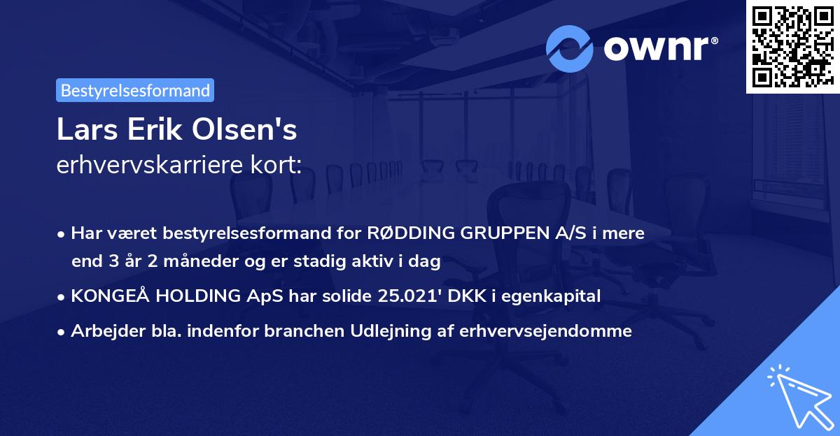 Lars Erik Olsen's erhvervskarriere kort