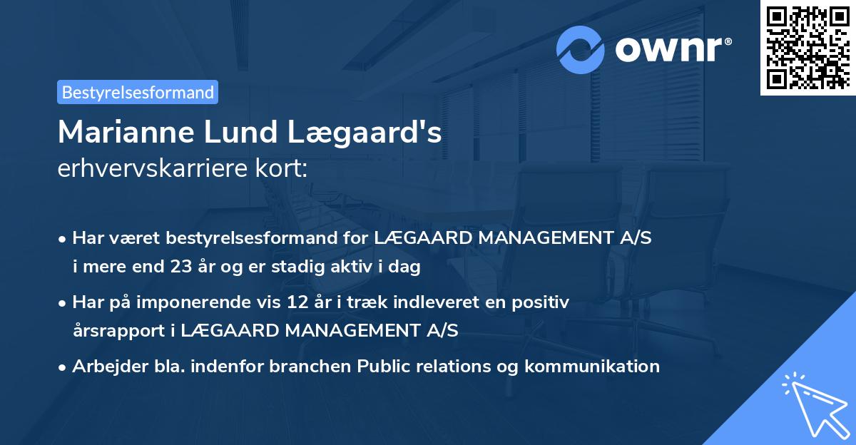 Marianne Lund Lægaard's erhvervskarriere kort