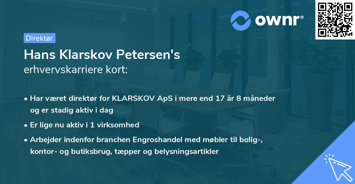Hans Klarskov Petersen's erhvervskarriere kort