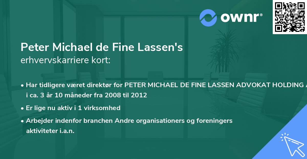 Peter Michael de Fine Lassen's erhvervskarriere kort