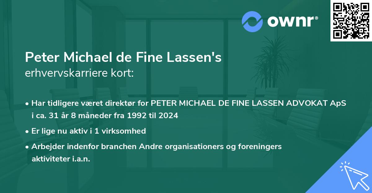 Peter Michael de Fine Lassen's erhvervskarriere kort