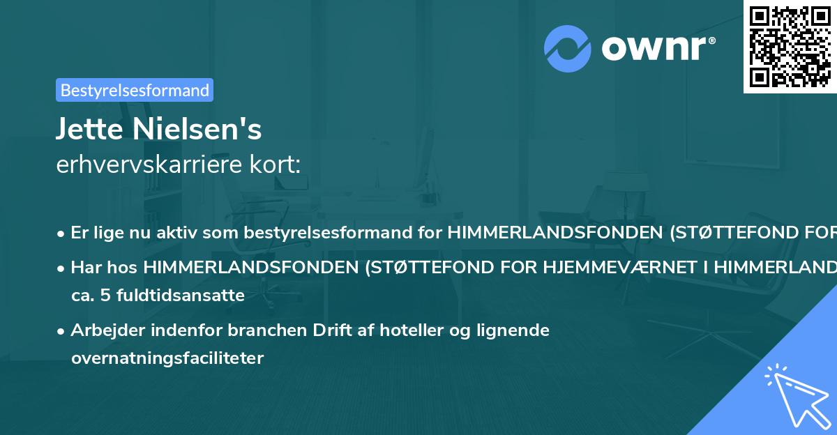 Jette Nielsen's erhvervskarriere kort