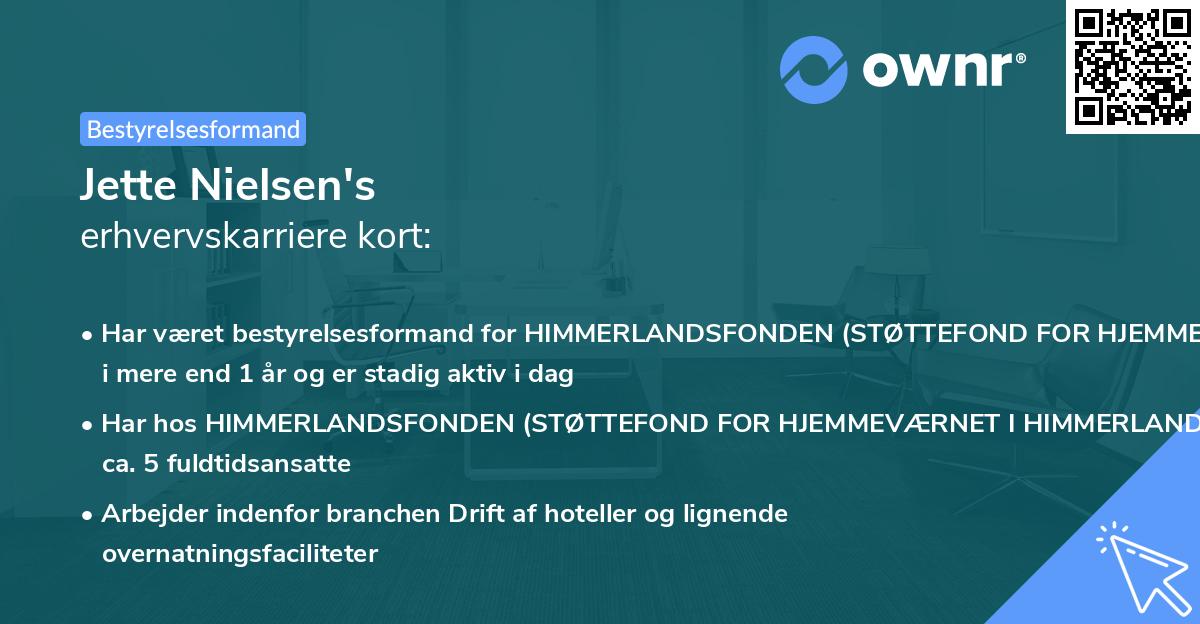 Jette Nielsen's erhvervskarriere kort