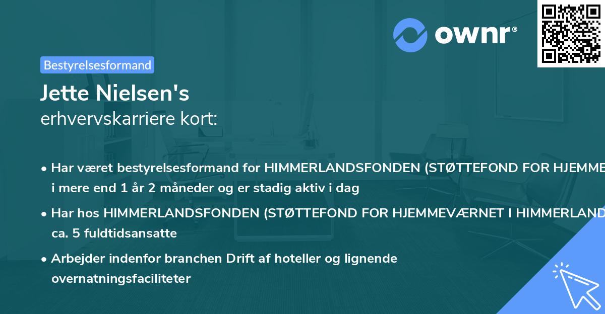 Jette Nielsen's erhvervskarriere kort