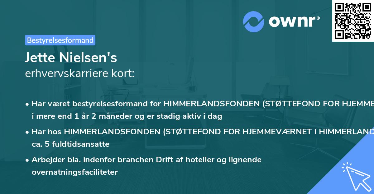 Jette Nielsen's erhvervskarriere kort