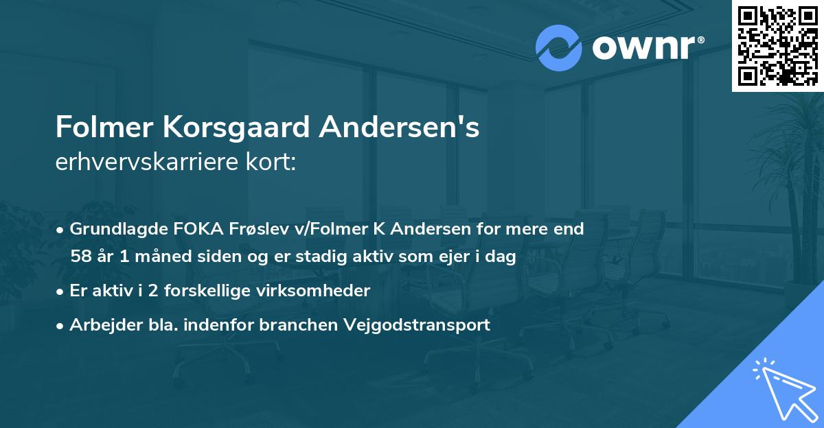 Folmer Korsgaard Andersen's erhvervskarriere kort