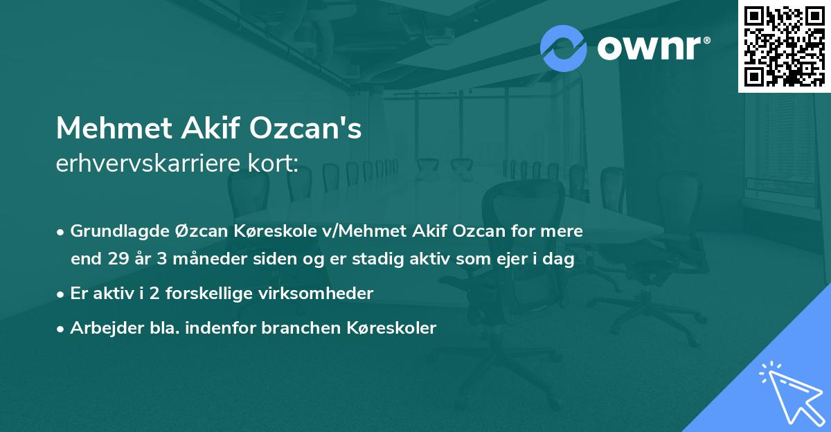 Mehmet Akif Ozcan's erhvervskarriere kort