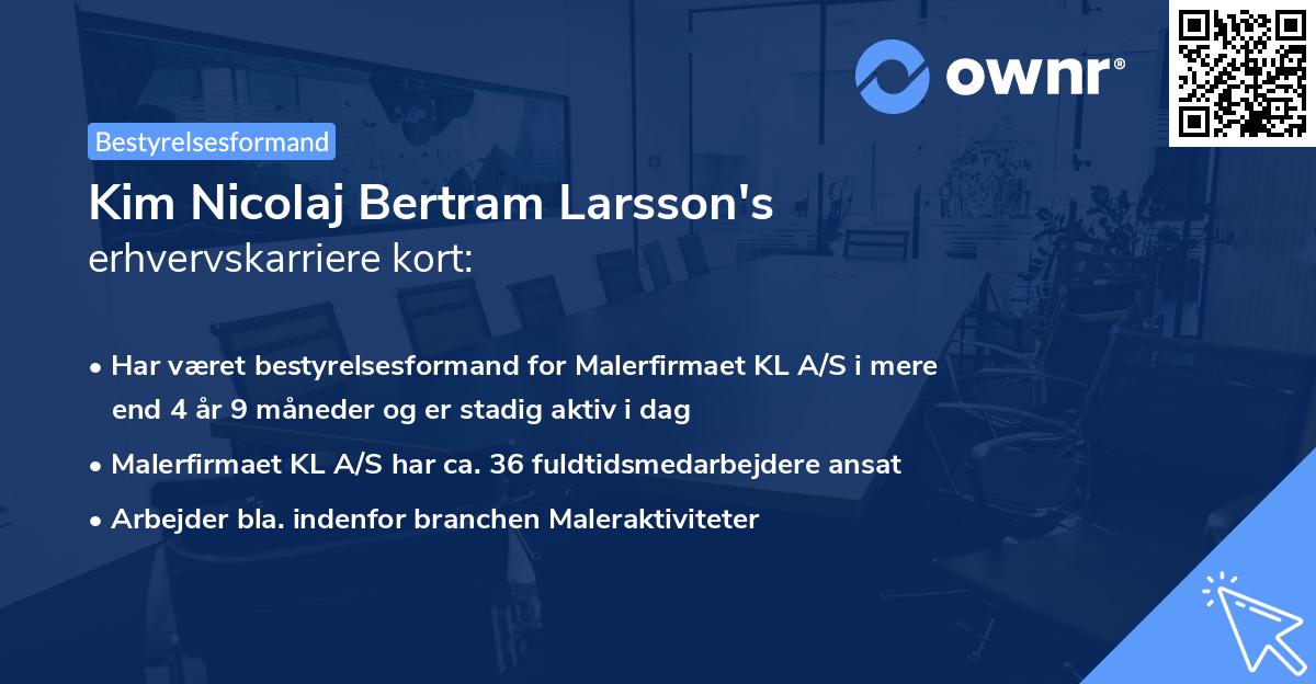 Kim Nicolaj Bertram Larsson's erhvervskarriere kort