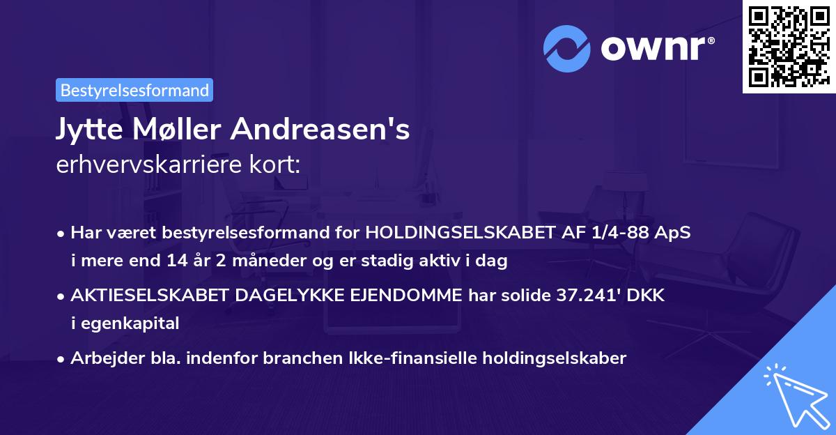 Jytte Møller Andreasen's erhvervskarriere kort