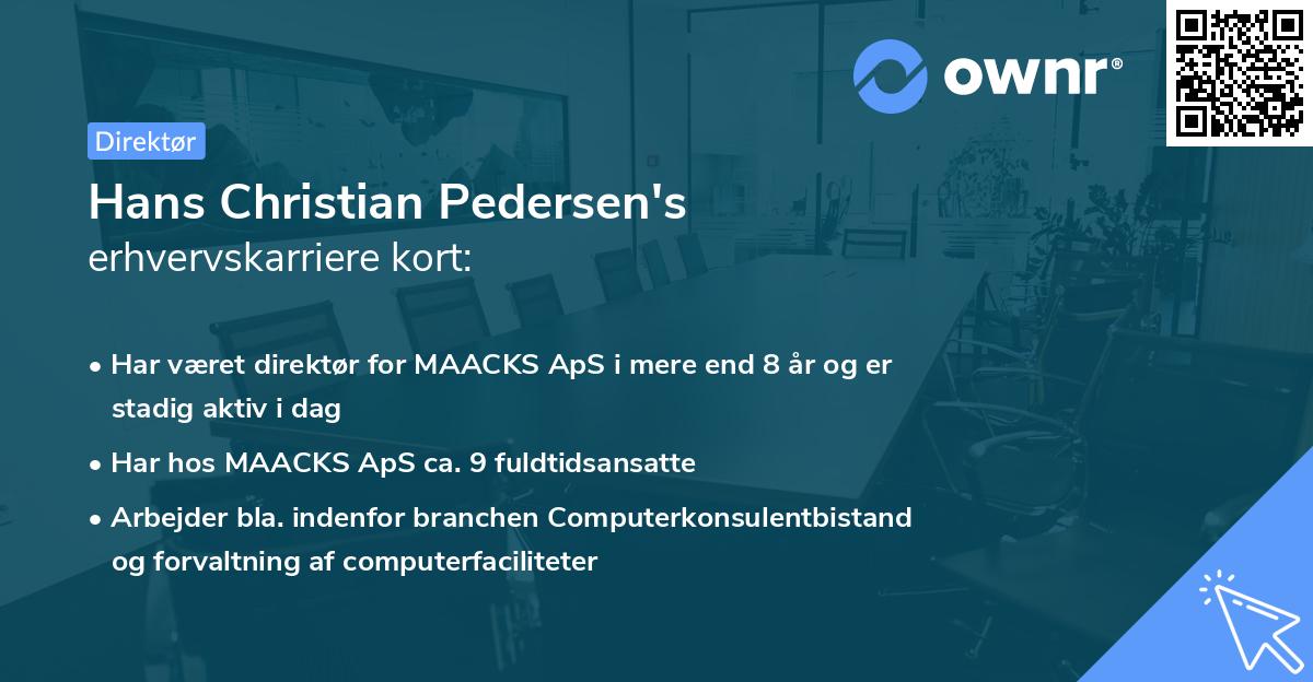 Hans Christian Pedersen's erhvervskarriere kort