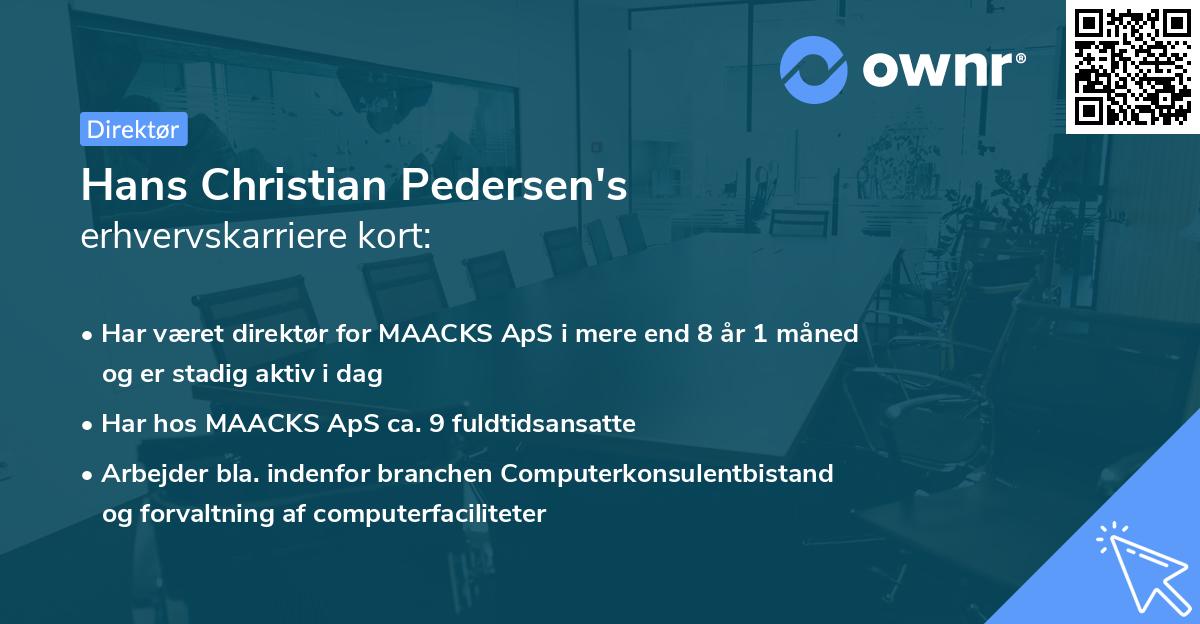 Hans Christian Pedersen's erhvervskarriere kort