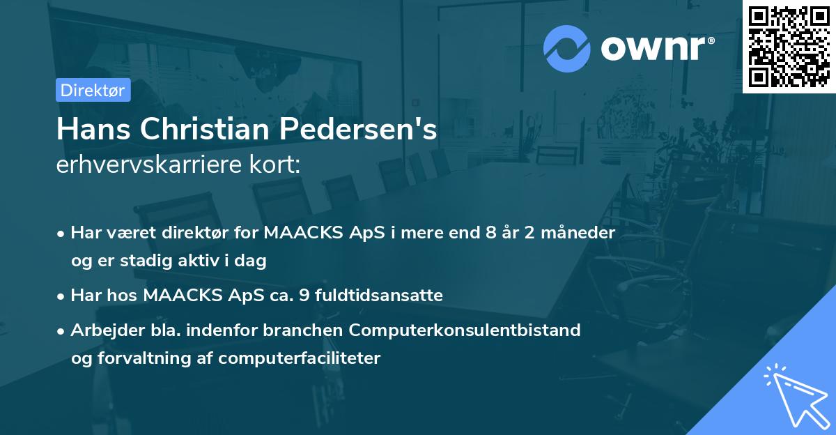 Hans Christian Pedersen's erhvervskarriere kort