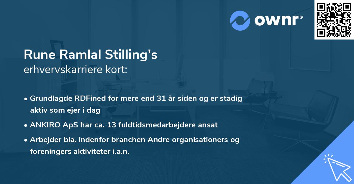 Rune Ramlal Stilling's erhvervskarriere kort