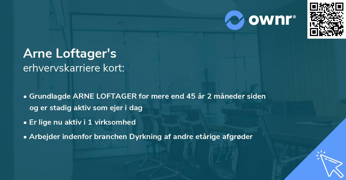 Arne Loftager's erhvervskarriere kort